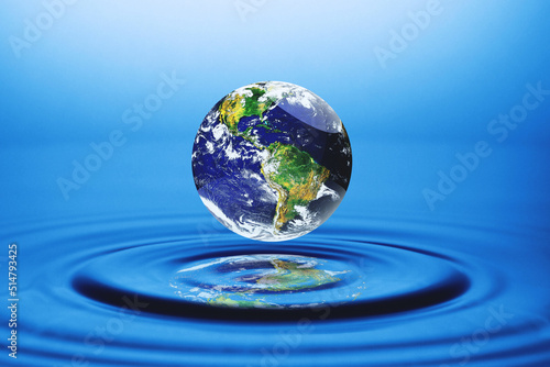 world concept and resources Water, water management. globe floating on water