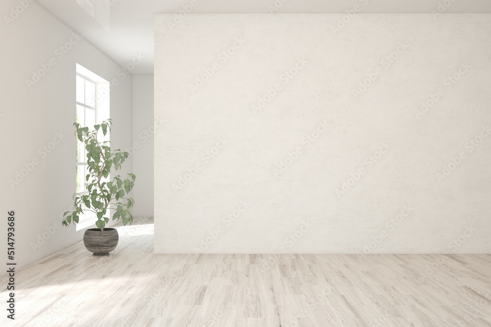 Fototapeta premium White empty room. Scandinavian interior design. 3D illustration