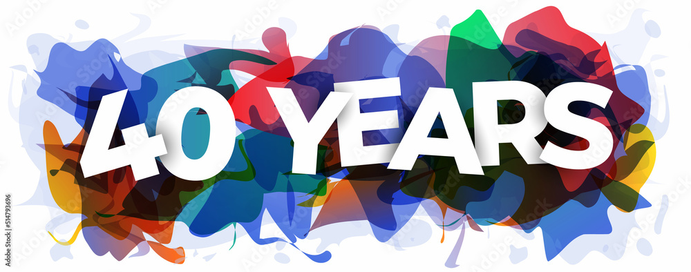 The word ''40 Years'' on an abstract background. Creative banner or header for the website. Vector illustration.
