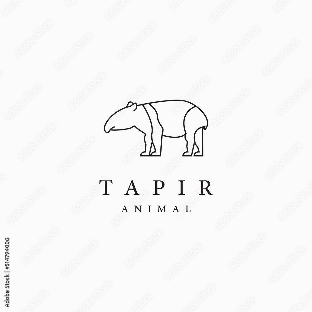 Template tapir animal vector logo design - obrazy, fototapety, plakaty 