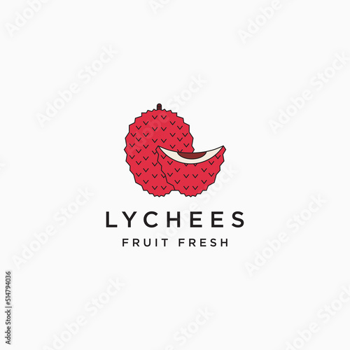 Lychee fruit logo icon design template vector illustration