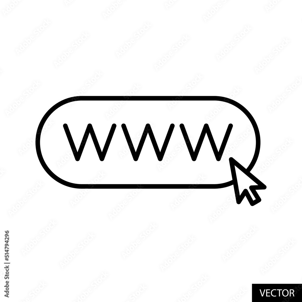 WWW, Visit our website concept vector icon in line style design for website, app, UI, isolated on white background. Editable stroke. Vector illustration. WWW, Visit our website concept vector icon in line style design for website, app, UI, isolated on white background. Editable stroke. Vector illustration.
