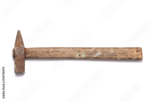 Old hammer isolated on the white background.