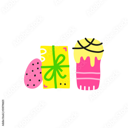 Doodle present box, kulich and egg.