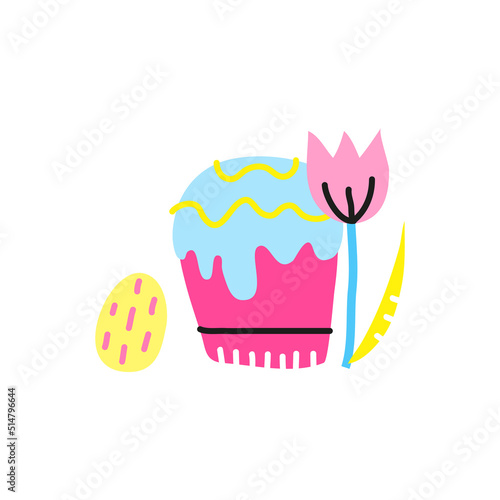 Doodle tulip, kulich and egg.
