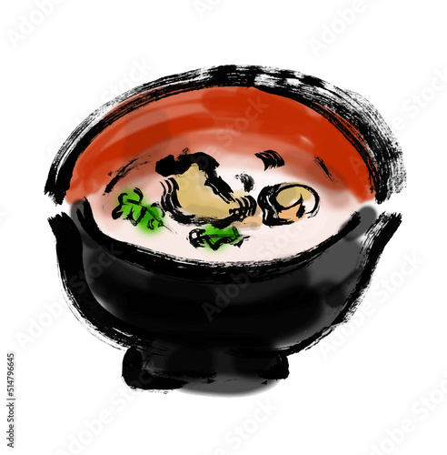 鰻の肝吸の手描き和風イラスト
