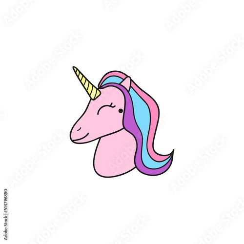 Doodle unicorn head portrait.