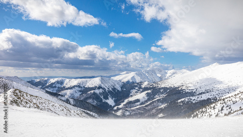 snow covered mountains in winter