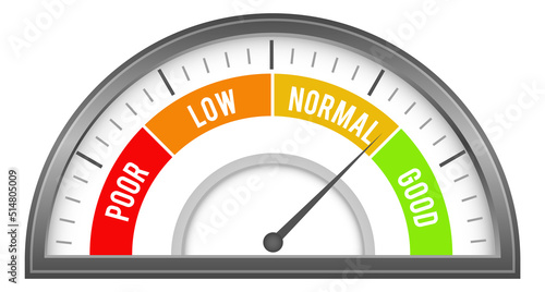 Level measure gauge. Control panel element. Score meter