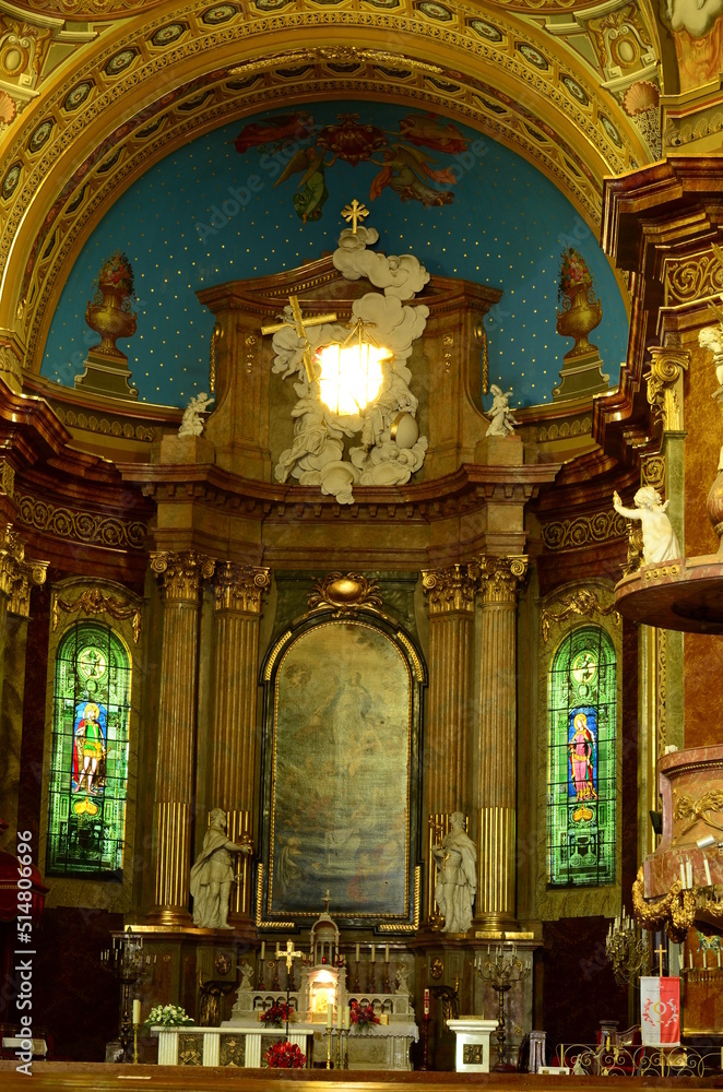  Church interior in a Romano Catholic church in Oradea, Romania