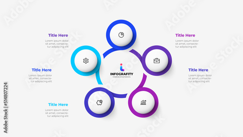 Vector infographic. Abstract cycle diagram divided into 5 parts. Business data visualization for presentation.