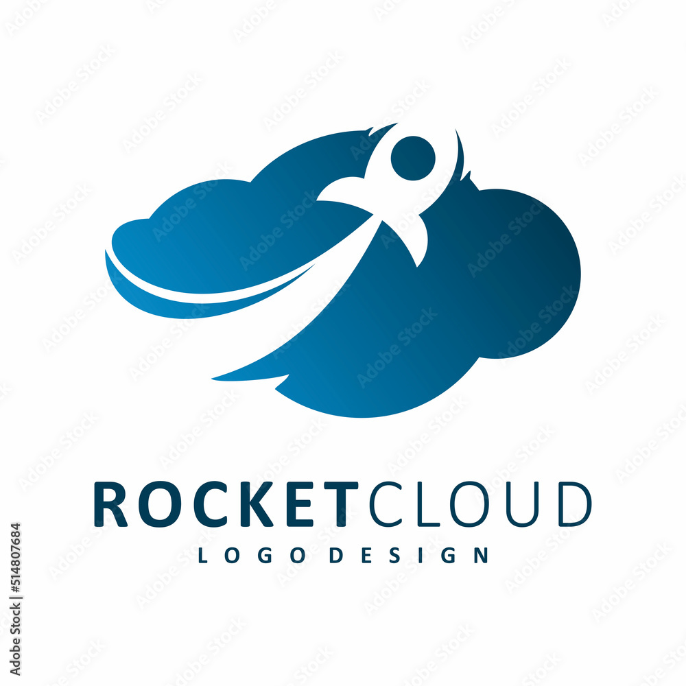 Obraz premium blue cloud rocket logo design