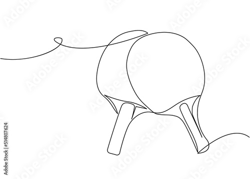Ping pong rackets one line art. Continuous line drawing of table tennis, sport, fitness, activity, game, paddles, training, leisure, rubber, wood, sporting, equipment, professional, play.