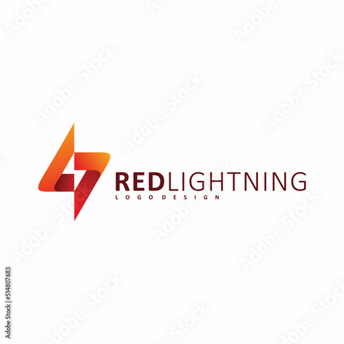 modern red lightning logo design