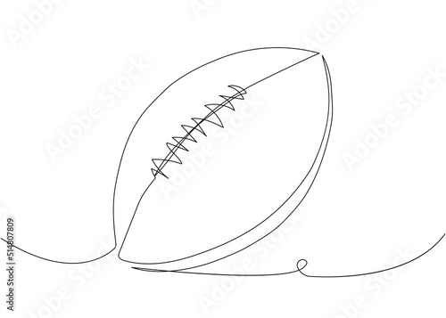 American football ball, rugby one line art. Continuous line drawing of soccer ball, sport, running, ball sports, activity, athlete, game, training, goal, play.