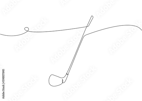 Golf club one line art. Continuous line drawing of sport, luxury, metal, ball sports, activity, wedge, irons. hybrids, fairways, game, training, competitive, leisure, professional, play.