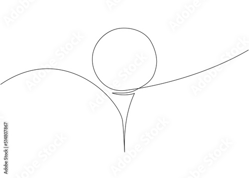 Golf ball one line art. Continuous line drawing of ball, sport, running, ball sports, activity, relaxation, game, training, competitive, leisure, professional, play.