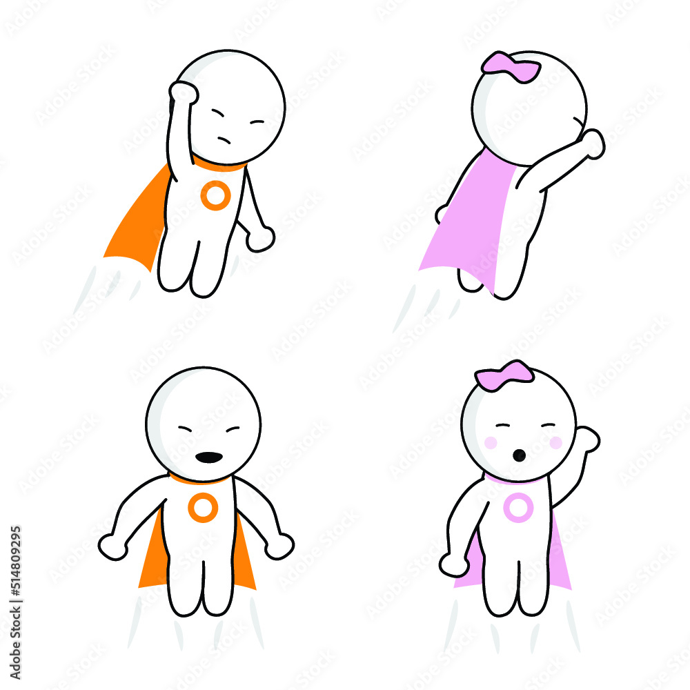 Zoo Minimal Cute Superhero Male and Female character set Zoo Minimal Cute Superhero Male and Female character set