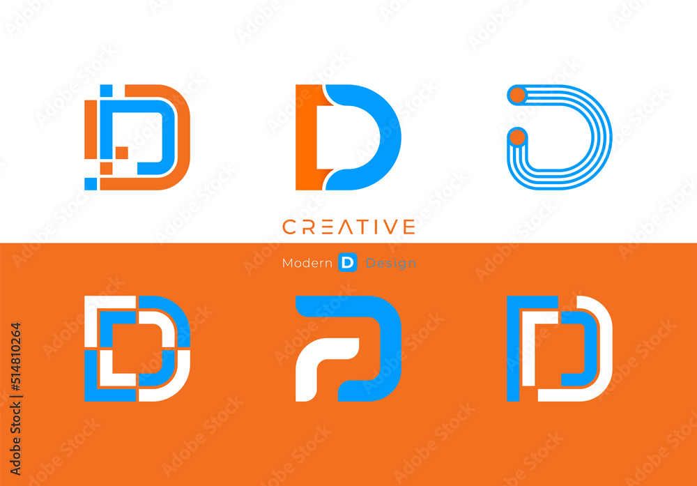 Letter D, modern alphabet, fonts, characters design, vector