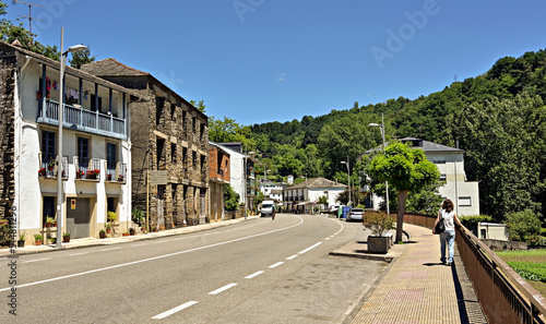 VIew of road in the historic village of Samos, Spain, right on Saint James way.