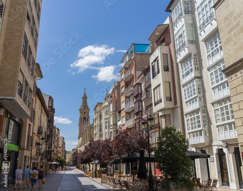 Strolling through the quiet streets of Logroño on a sunny day.