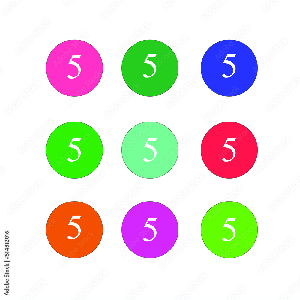 set of colorful numbers 5 icon sticker set of colorful numbers 5 icon sticker