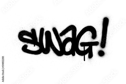 graffiti swag word sprayed in black over white