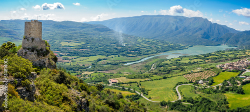 Guardia de Noguera village, castle and Terradets reservoir, Catalonia, Spain.