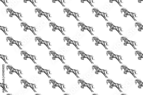 pattern with a horse sketch. Seamless pattern. Template for card, poster. banner, print for t-shirt, pin, badge, patch...