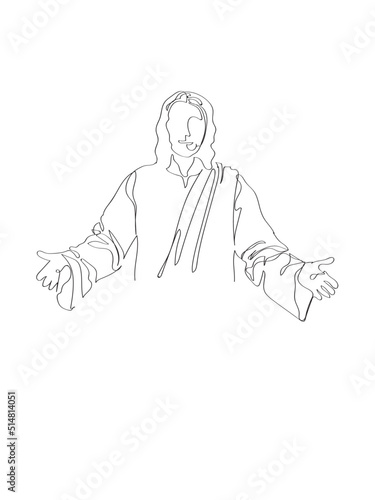 One continuous single drawn line art doodle spirituality Jesus Christ sermon, prayer  "Knocking at the Door" What Is the Most Important Practice to Welcome the Coming of the Lord