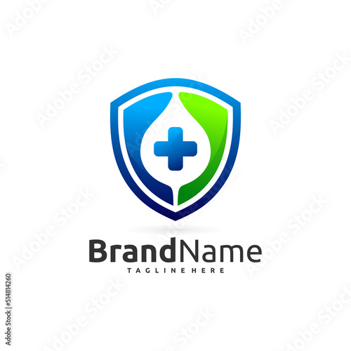 medical water shield icon logo, shield water icon logo template
