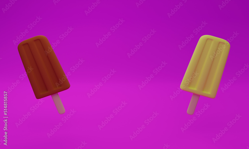 3d illustration, ice cream popsicles, copy space 3d rendering 3d illustration, ice cream popsicles, copy space 3d rendering