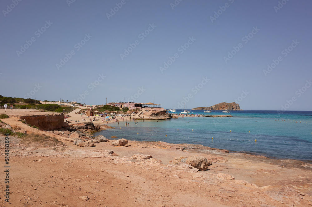 Ibiza, Spain - June 15, 2022 : View of Platges de Comte