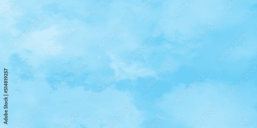  Abstract fluffy and cloudy natural blue sky background, Sky blue watercolor shades sky background with white clouds, Blue Sky background for wallpaper and design.