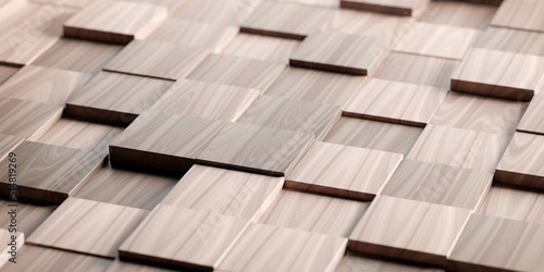 Fototapeta Naklejka Na Ścianę i Meble -  Wooden blocks background from random shifted wood cubes