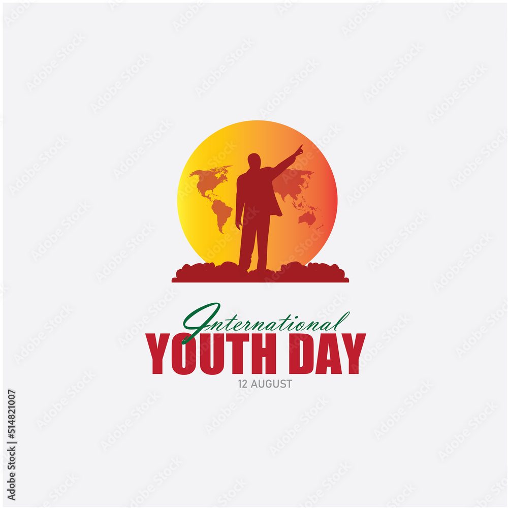 Illustration of a happy youth day greeting card with a young man standing up. Simple and elegant Youth Day Vector Design