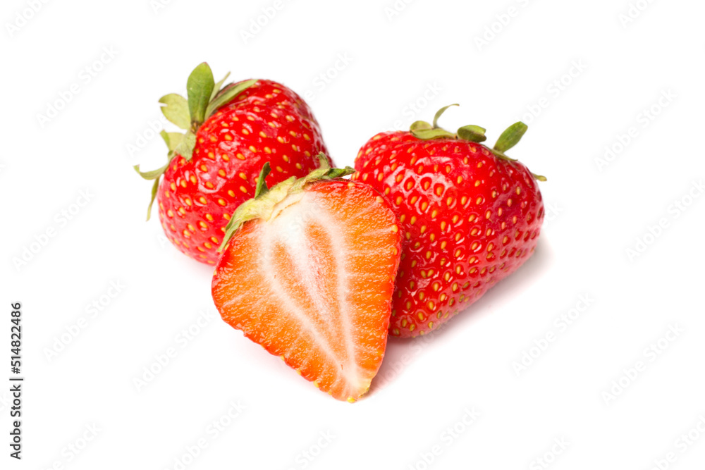 Strawberries isolated on white, top view Strawberries isolated on white, top view