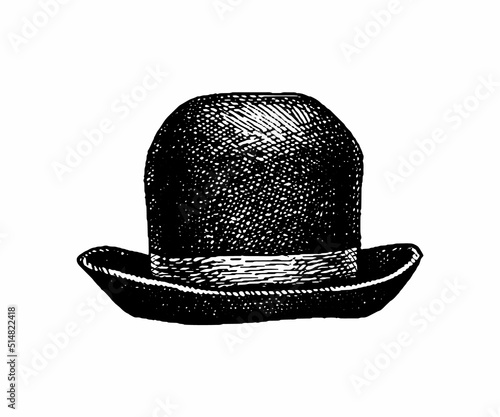 Bowler hat ink sketch.