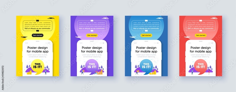 Poster frame with phone interface. This is it tag. Special offer sign. Super promotion symbol. Cellphone offer with quote bubble. This is it message. Vector