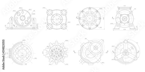 Technical drawing .Mechanical Engineering background .Technology banner.Vector illustration .