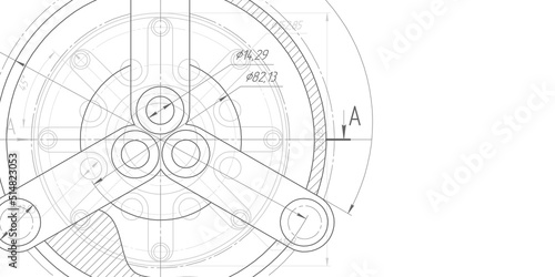 Mechanical Engineering drawing.industrial background.Technology banner.Vector illustration .