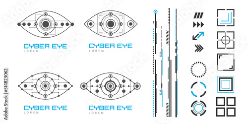 Futuristic ui elements.Electronic eye.Technological framework.Vector illustration.