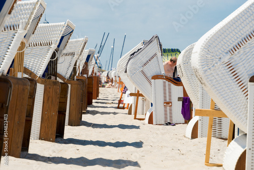Fototapeta Naklejka Na Ścianę i Meble -  beach chairs on a summer day at the baltic sea