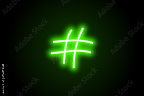 Graffiti neon hashtag sign icon on black background 