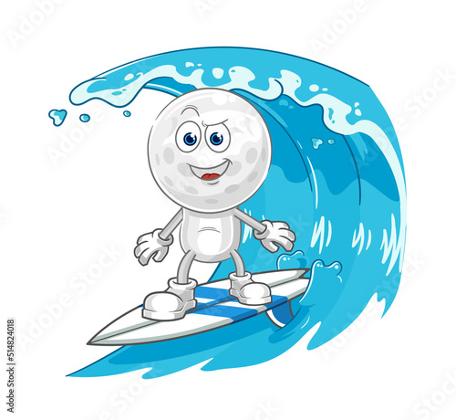 Photography golf head surfing character. cartoon mascot vector