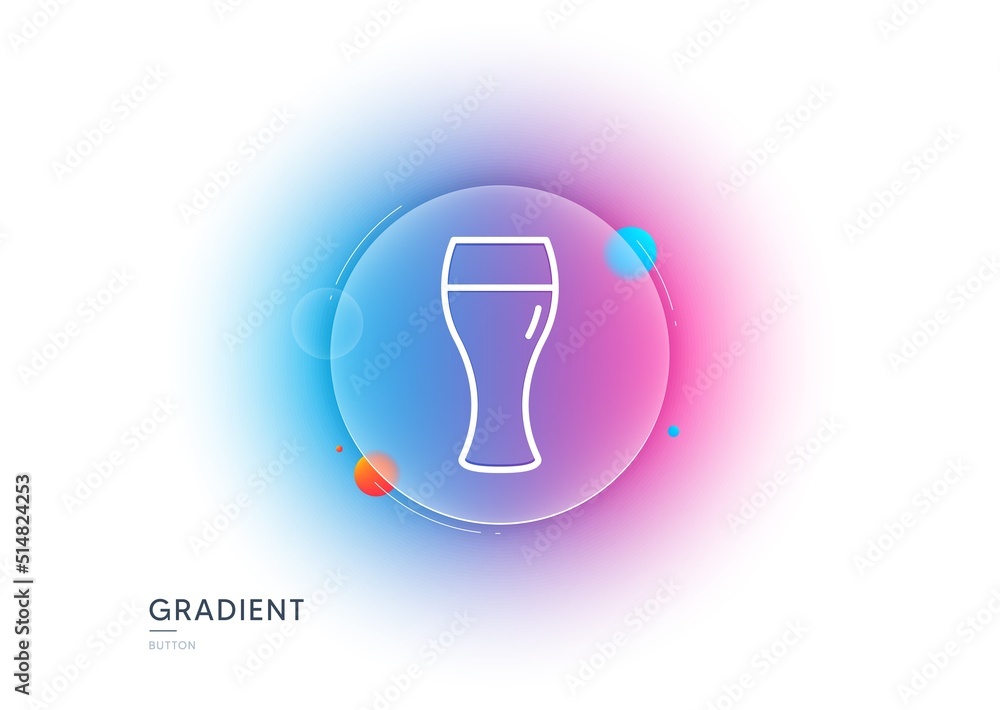 Beer glass line icon. Gradient blur button with glassmorphism. Pub Craft beer sign. Brewery beverage symbol. Transparent glass design. Beer glass line icon. Vector Beer glass line icon. Gradient blur button with glassmorphism. Pub Craft beer sign. Brewery beverage symbol. Transparent glass design. Beer glass line icon. Vector