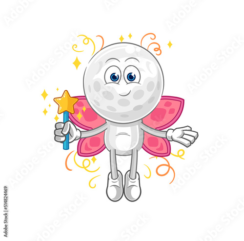 golf head fairy with wings and stick. cartoon mascot vector
