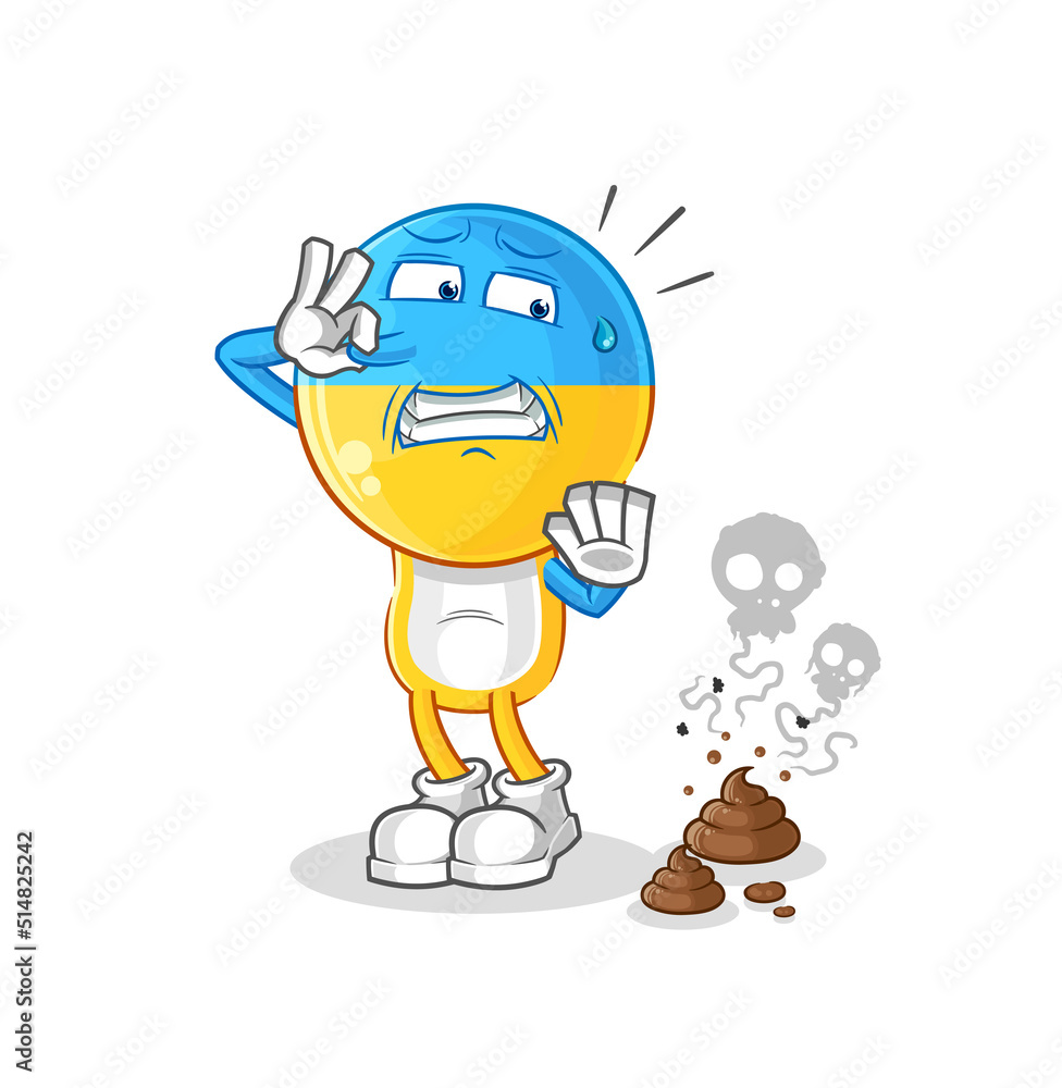 ukraine flag head with stinky waste illustration. character vector