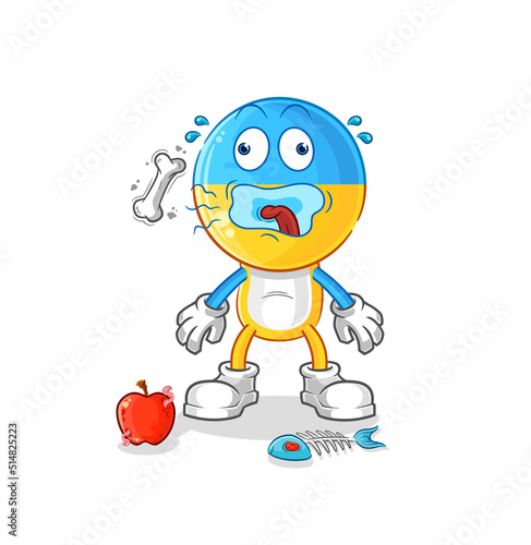 ukraine flag head burp mascot. cartoon vector