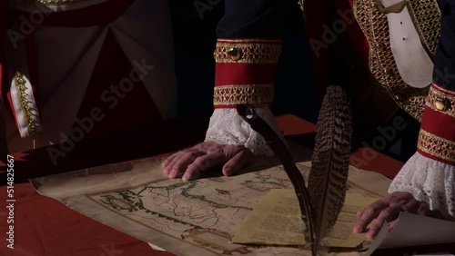 Characterized military generals consunting a old map, Macharaviaya, Spain